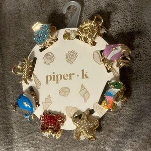 NWT Piper K Ocean Theme Mini Hair Claw Clips Package of 8 Clips Metal